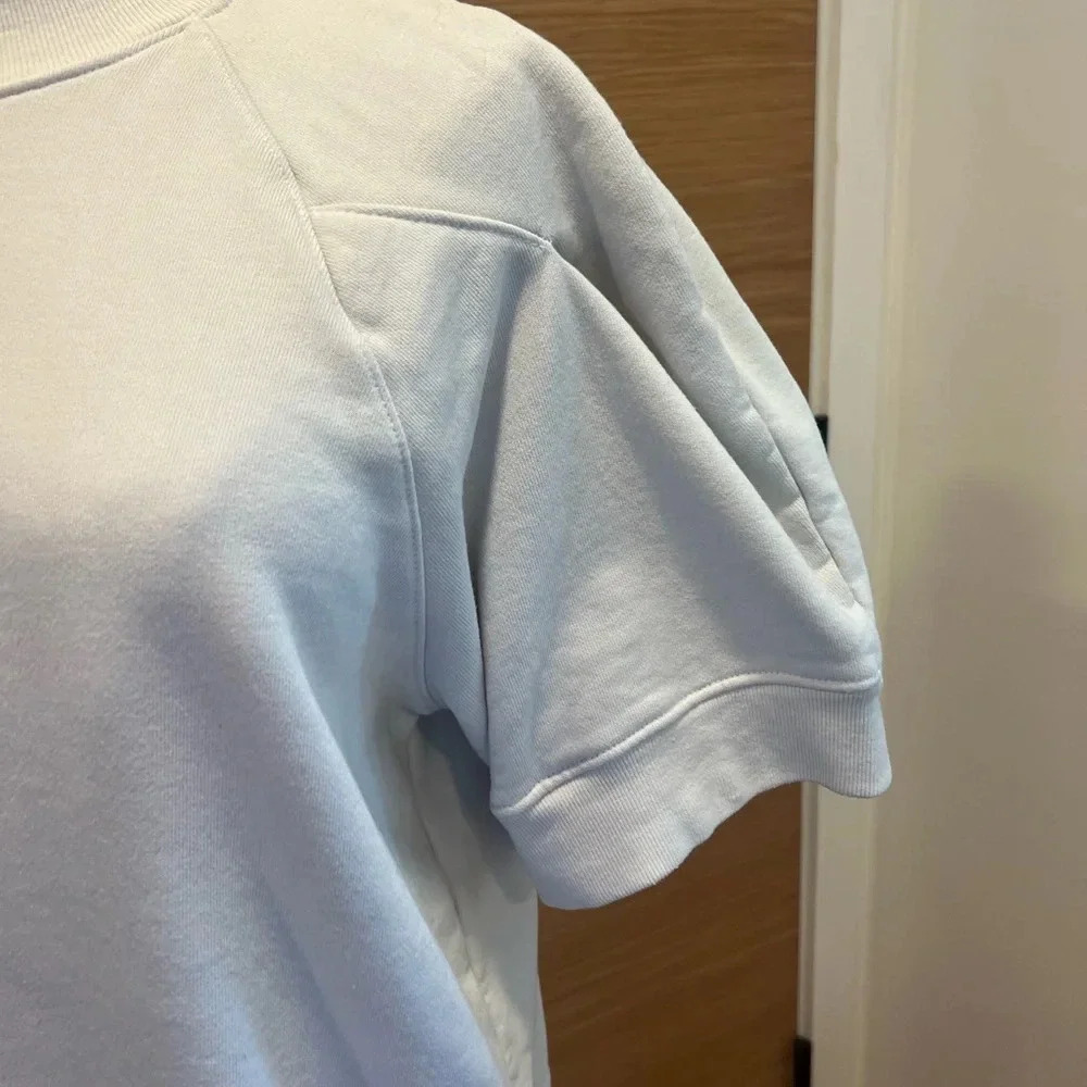 AGOLDE - Sweatshirt Washed French Terry Cotton Boxy Light Grey Puff Shoulders S - Picture 2 of 9